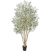 Nafresh Majestic Faux Olive Tree 8ft – Artificial Olive Tree Indoor & Outdoor with Lifelike Leaves & Textured Branches for Living Room, Office, Entryway,Patio