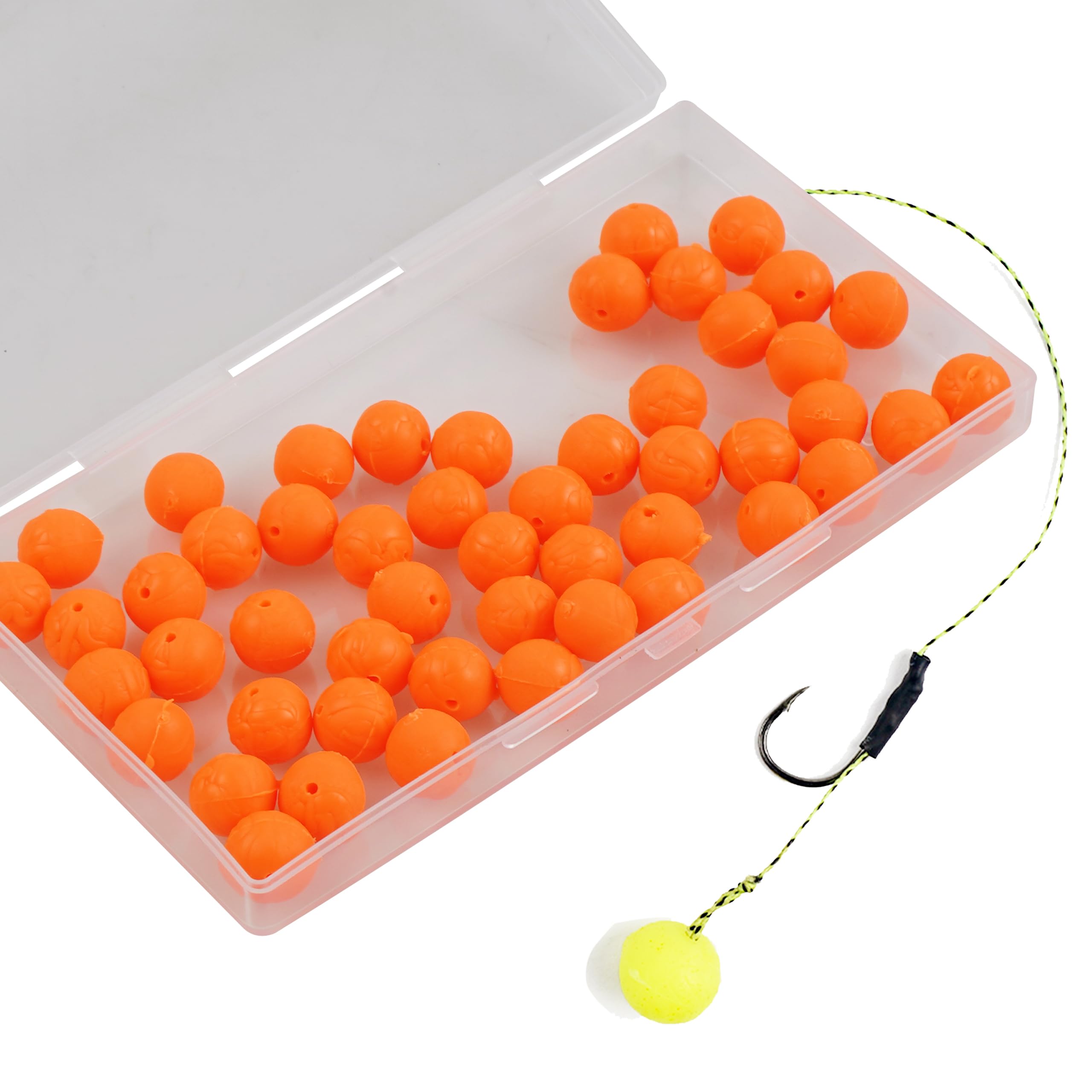 OROOTL Soft Pellets Floating Lure 50pcs Rubber Fishing Beads Carp Bait Eggs Fishing Foam Balls Indicator Fishing Accessories Carp Fishing Bait
