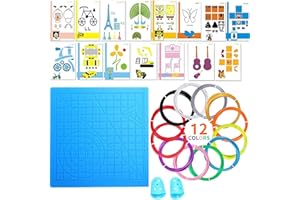 3D Printing Pens Mat Set Silicone Magic Mat with 3D Pen Stencils Paper and PLA 3D Printer Filament Refill Pack (5 Color, 3m E