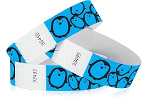500 WristCo Blue Penguins 3/4" Tyvek Wristbands - Paper Wristbands for Events