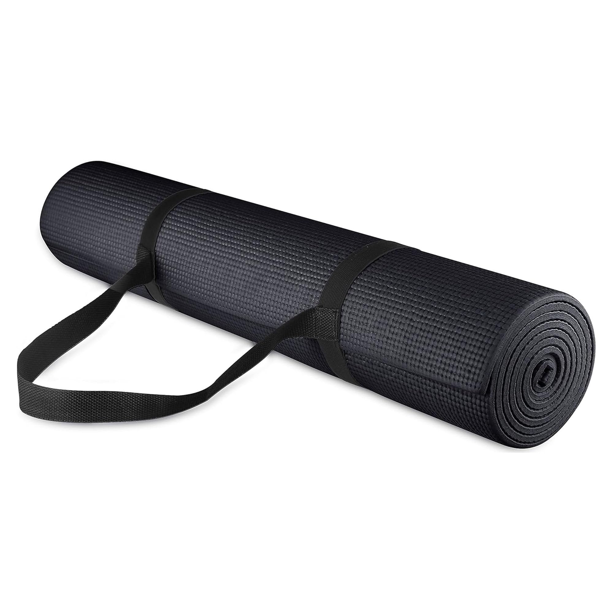 BalanceFrom Go Yoga All Purpose High Density Non-Slip Exercise Yoga Mat with Carrying Strap, 1/4", Black