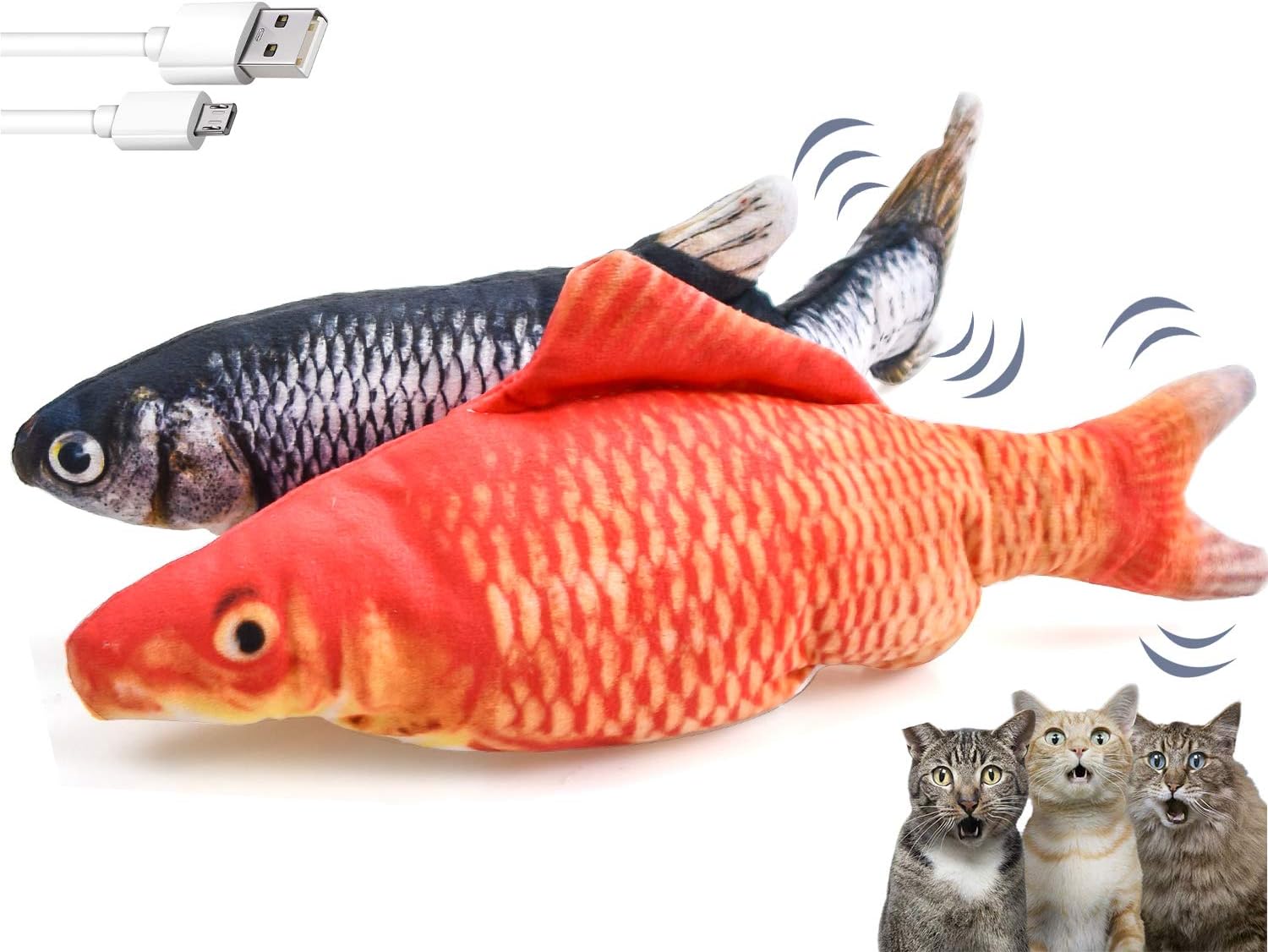 LECHONG Catnip Moving Fish Cat Toys for Indoor Cats, 2pack Interactive Cat Kicker Toy Rechargeable Wagging Fish Toys for Cats Kitten Fun Cat Toys for Biting Chewing and Kicking… : Pet Supplies