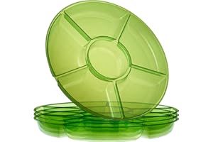 Plasticpro 6 Sectional Round Plastic Serving Tray/Platter (2, Green)
