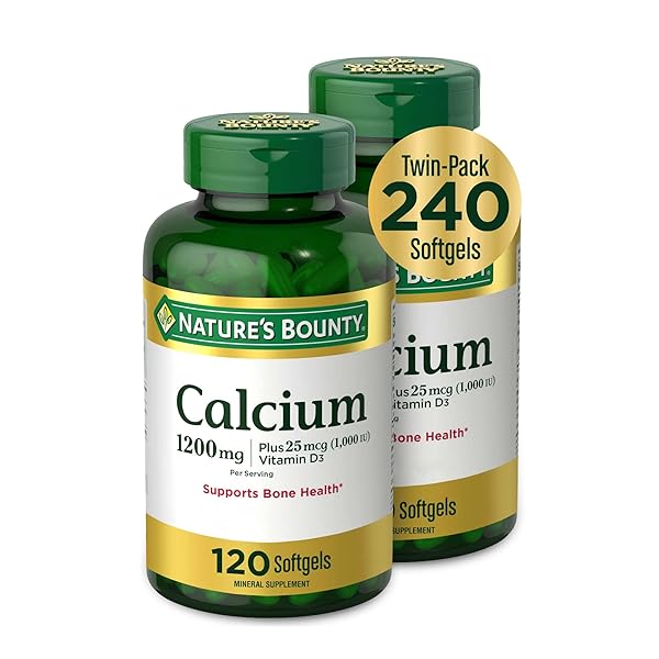 NATURE’S BOUNTY CALCIUM 1200 MG WITH VITAMIN D3 – BONE HEALTH SOFTGELS, CALCIUM AND VITAMIN D SUPPLEMENT, 120 CT (2-PACK)