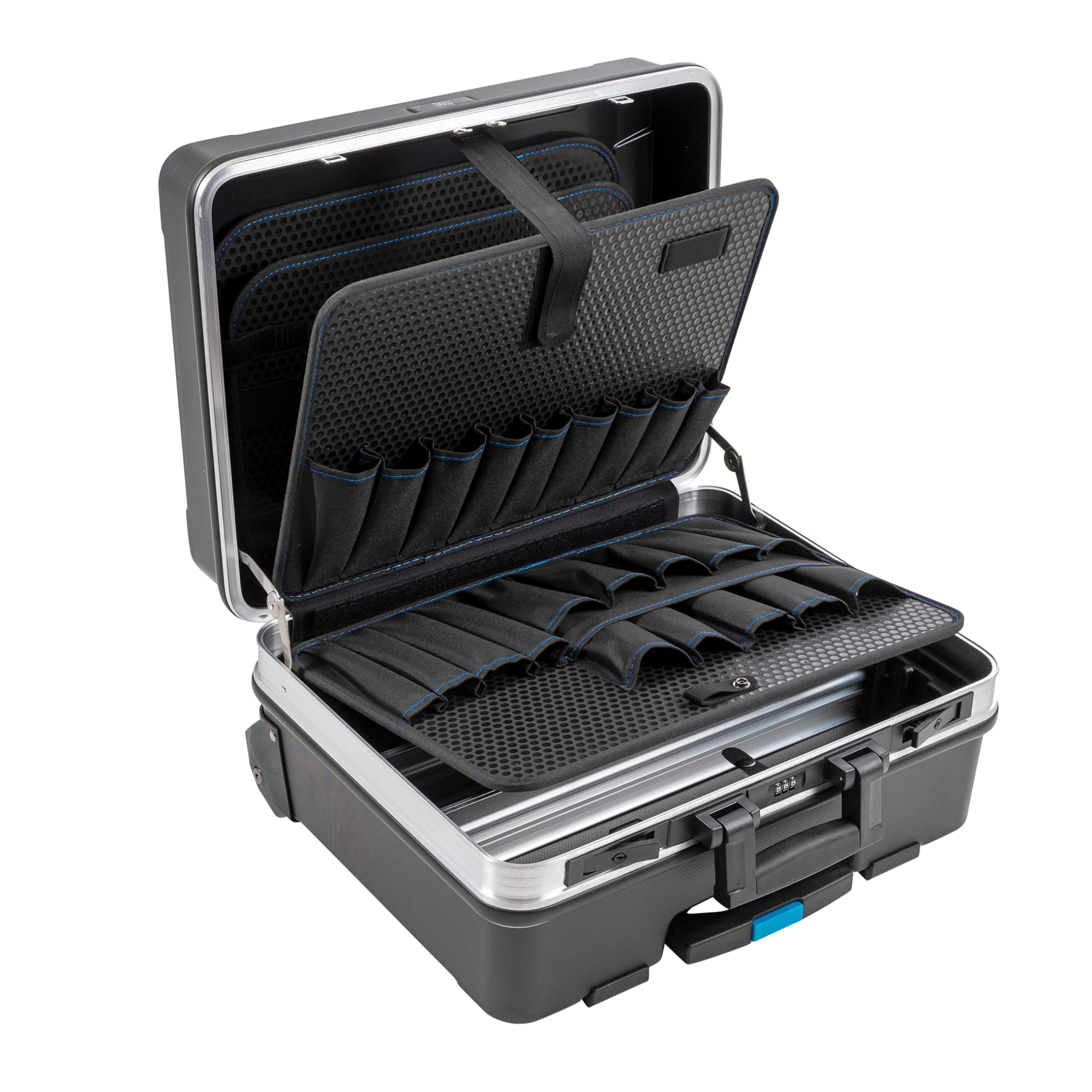B&W International GmbH 6000 JET with tool pockets (ABS case, volume 36 l, 48 x 37.5 x 20 cm inner) 120.04/P , tools not included,Black/Silver