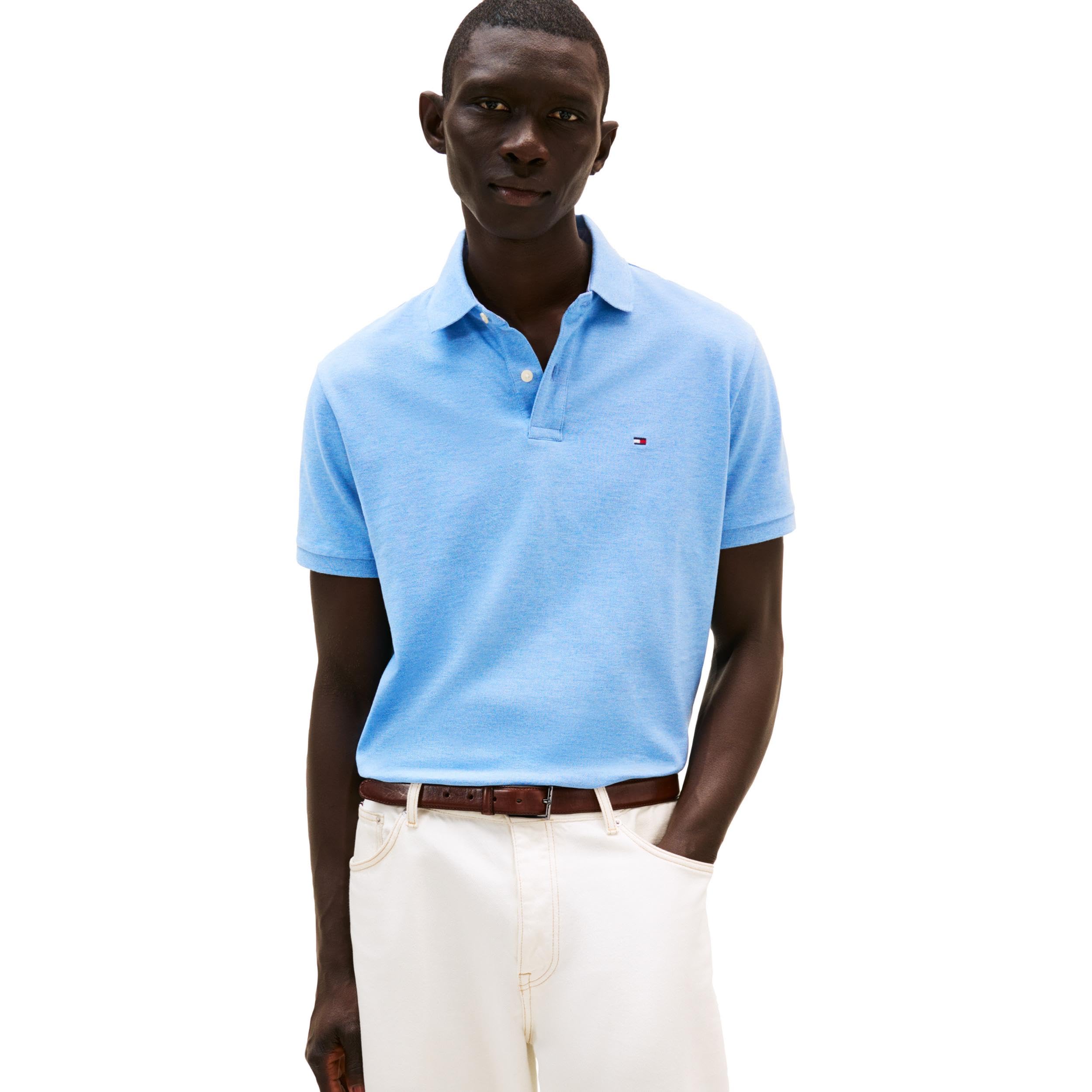 Tommy Hilfiger Men's Polo Shirt Regular Fit, Blue Heather X-Small Image