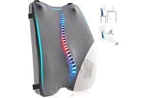 CUISIBOT Lumbar Support Pillow for Office Chair – Premium Memory Foam Back Cushion, Back Support Pillow for Car Seats, Lower Back Pain Relief, Improves Posture, 3 Adjustable Straps