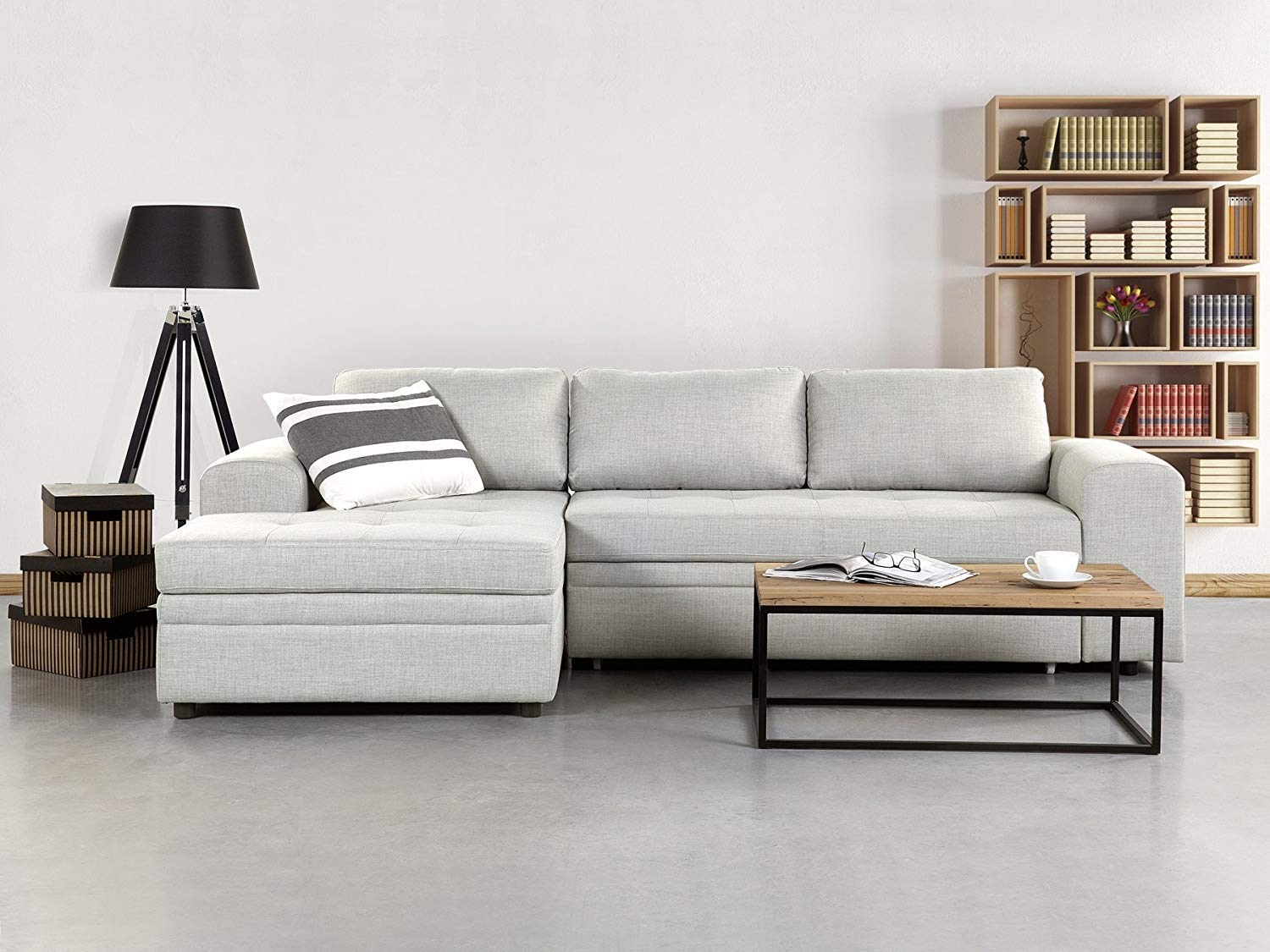 Furniture Street Modern Sectional Sofa Cum Bad For Living Room Wooden Sectional Sofa Cum Bad For Home L Shape Sofa Set Office Amazon In Home Kitchen