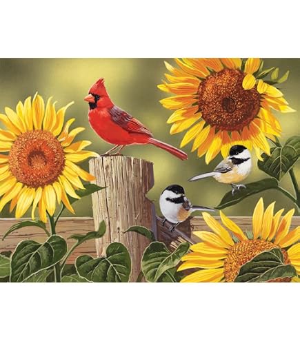 Sunflower Hummingbird 1000 Piece Puzzle For Adults - Colorful Bird & Flower Art Jigsaw