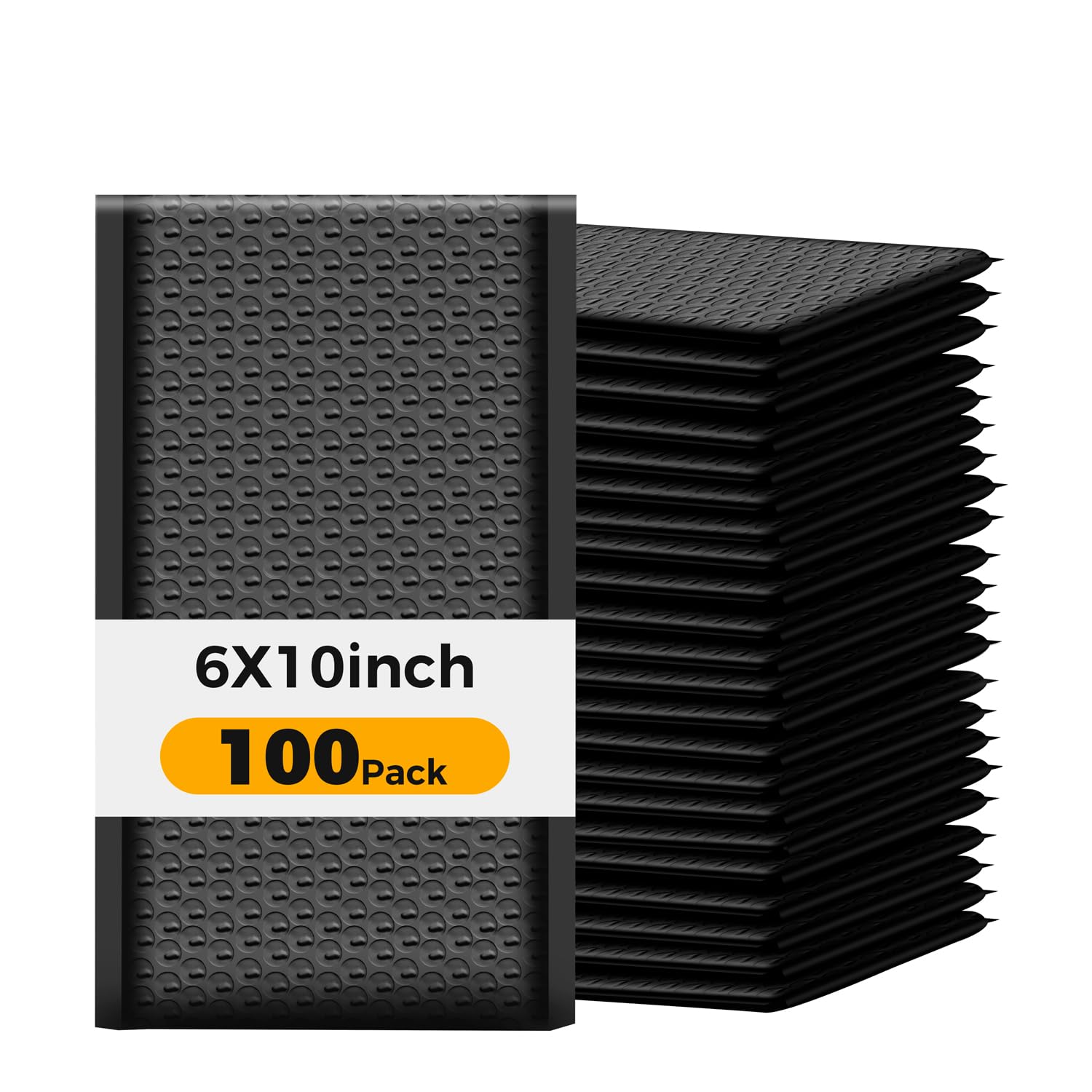 Photo 1 of 100 Pack Bubble Mailers - Black Self-Sealing Padded Envelopes, 6x10 Inch Shipping Mailers With Bubble Lining, Bulk Cushioned Envelopes for Ecommerce, Mailing & Packaging