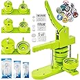 Square-Shaped Pin Maker Machine for Fridge Magnet, 50mm/1.97 inch Fridge Magnet Button Maker DIY Pin Badge Press Machine with 100 Set Square Button Making Supplies (Light Green)