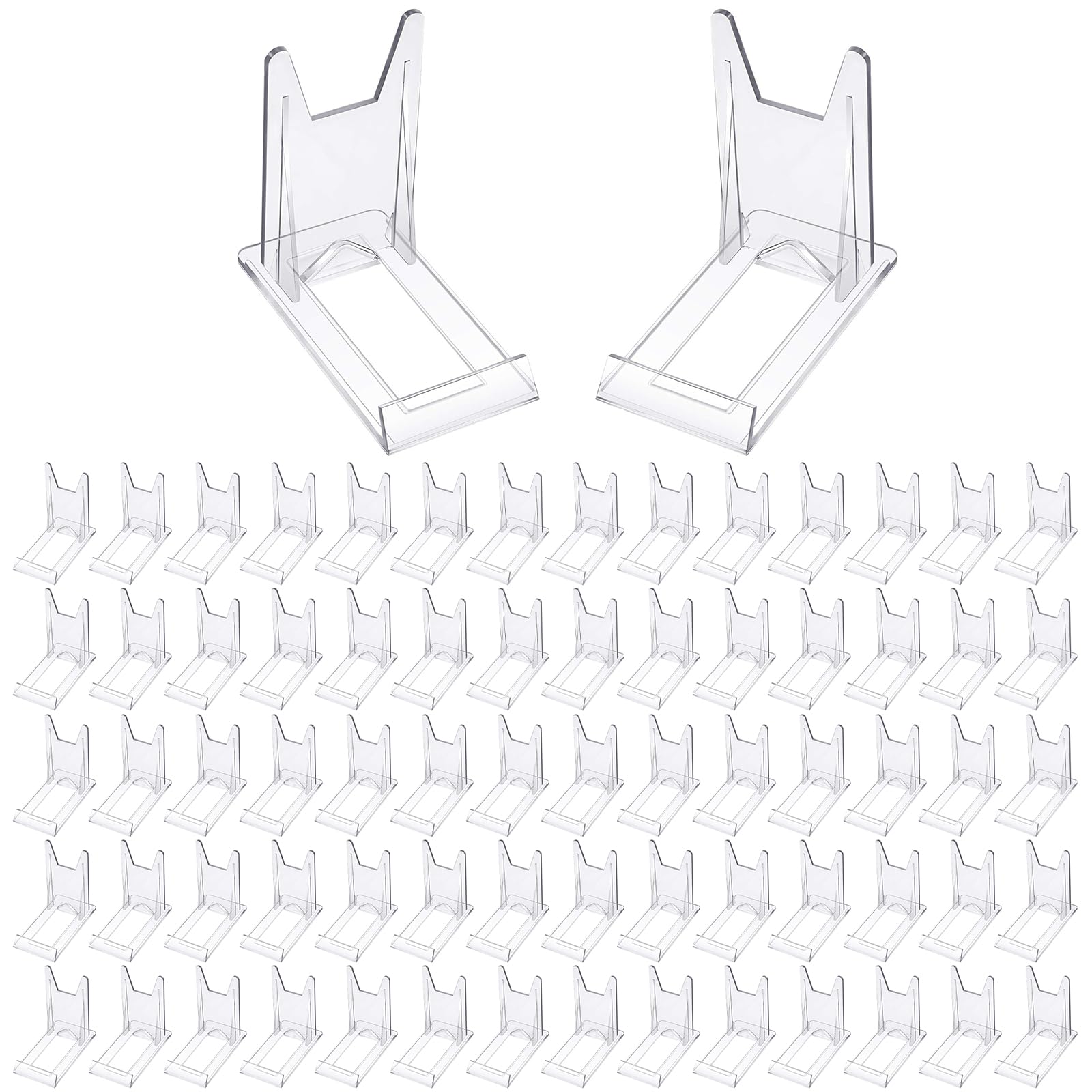 Photo 1 of Zonon 72 Pcs Acrylic Adjustable Plate Stands For Display Plastic Stand Holders Picture Plate Holders Clear Mini Easels Stands to Display Pictures for Home Office Supplies Festival Party Decoration