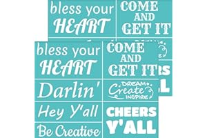 OLYCRAFT 2Pcs 11x8.6 Inch Southern Sayings Self-Adhesive Silk Screen Printing Stencil Inspirational Word Silk Screen Stencil Bless Your Heart Mesh Stencils Transfer for DIY T-Shirt Fabric Painting