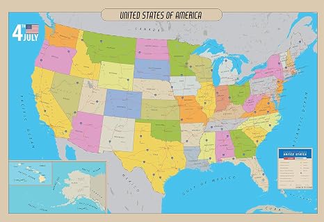 Amazon アメリカ地図ポスター プレミアムペーパー アメリカ合衆国 壁