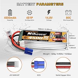 Nihewo 4S Lipo Battery 14.8V RC Battery 4500mAh 80C
