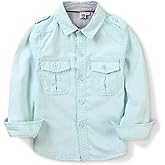 OCHENTA Boys Oxford Button Down Casual Dress Shirt, Long Sleeve Utility Uniform Shirt for Toddler/Big Boy 18M-14Y
