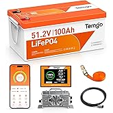 TEMGO 48V (51.2V) 100Ah LiFePO4 Lithium Golf Cart Battery, Complete Upgrade Kit with Charger, LCD Display & App, Built-in 200