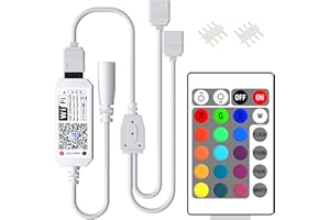 Miheal WiFi Wireless Smart LED Controller with 24 Keys Remote for RGB LED Strip Lights, Compatible with Alexa Google Home IFT
