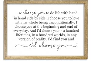 LUZHIQIANG I Choose You To Do Life Sign Wall Decor 16X11 Inch Bedroom Marriage Quote Romantic Love Art Wood Framed Modren Home Wedding Artwork Love Vow Newlywed Wall Hanging (Wood)