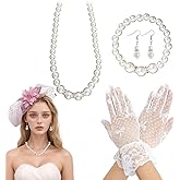 Heliltd 5Pcs Fascinators for Women Tea Party Fascinator Hat for Women Veil Tea Party Hats and Gloves Set