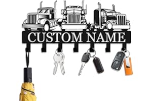 Lirsouier Custom Truck Metal Key Holder Wall Mount with Name Personalized Truck Key Hooks Wall Decor for Trucks Office Compan