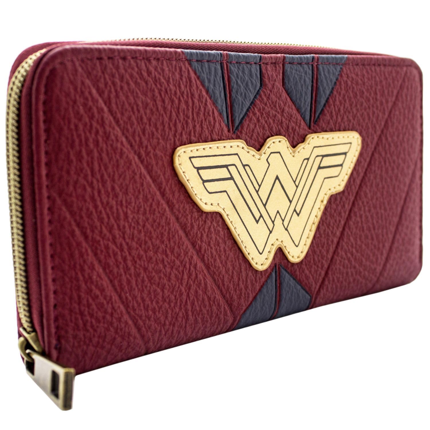 Wonder Woman Warrior Princess Suit Golden Emblem Purse Clutch Coin Pocket & Card Holder, Red