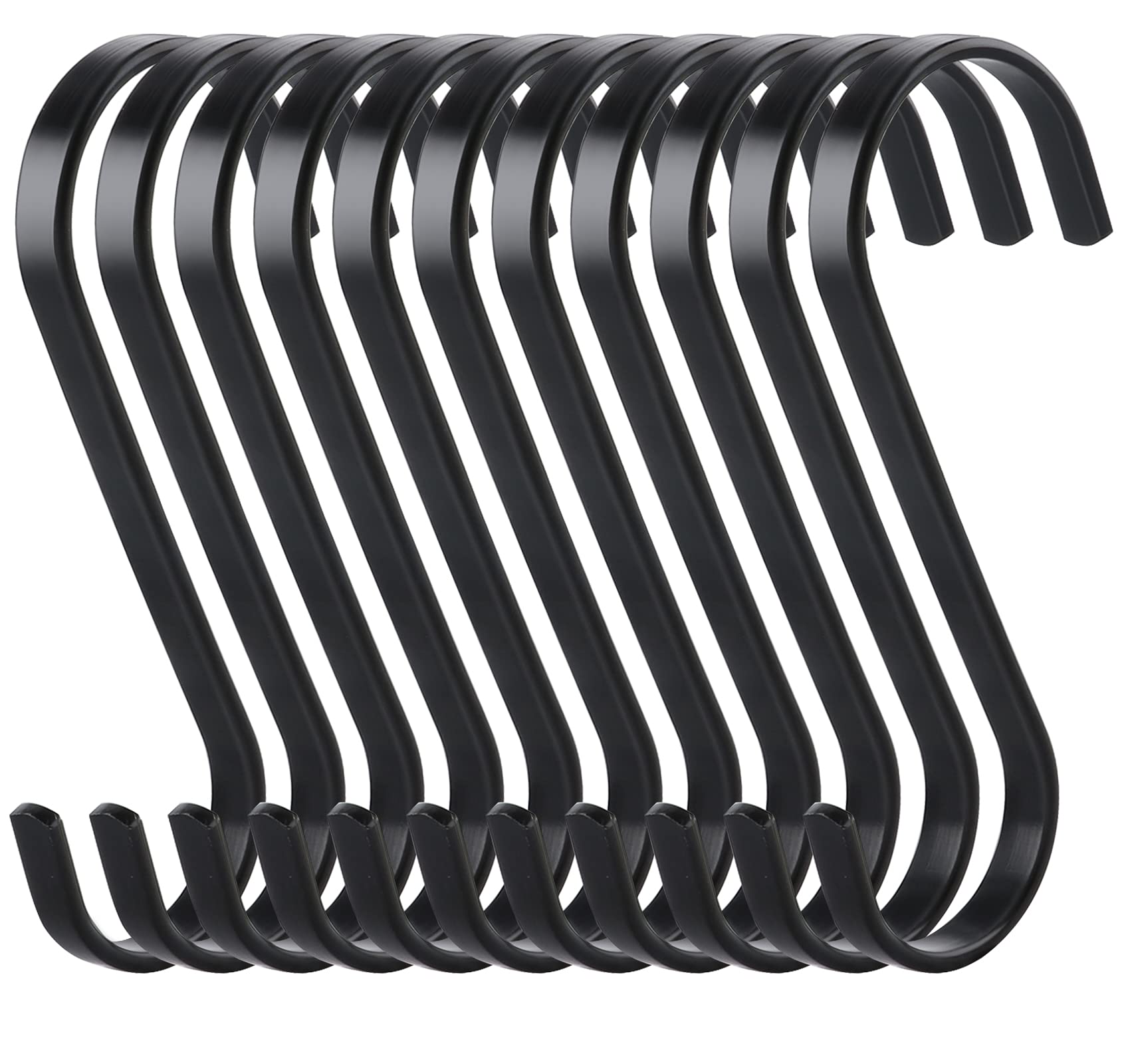 ilauke 10 x Stainless Steel Heavy Duty Kitchen Hook S Hooks Hanging Hooks for Kitchen or Meat Butchers Clothes Plants Gardening Tools Black