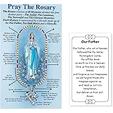 Holy Lines How to Pray the Rosary Glossy Instruction Card with Our Father Prayer Card