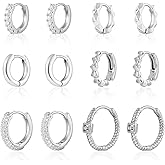 Wgoud Small Gold Hoop Earrings Set for Women, 6 Pairs 14K Gold Plated Hypoallergenic Lightweight Huggie Hoops Earrings, Trendy Cartilage Cubic Zirconia Earrings for Women Gifts.