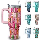 40oz Book Tumbler with Handle and Straw, Book lovers Gifts for Women, Bookish Stainless Steel Travel Mug Water Bottle for Readers, Librarians, Bookaholics, Bookworms, Vacuum Insulated Cup with Lid