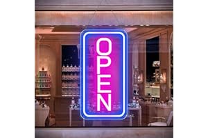 Neon Open Signs for Business, 16''x 9'' LED Open Sign, Super Bright Neon Sign (Blue&Pink), with ON/OFF Switch & Adapter, Neon