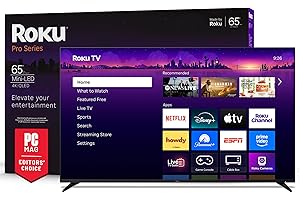 Roku Smart TV 2025 – 65-Inch Pro Series, Mini-LED TV – RokuTV with Backlit Voice Remote Pro – Flat Screen 4K QLED Television with 120Hz Refresh Rate & Dolby Vision IQ, Live News, Sports, Entertainment