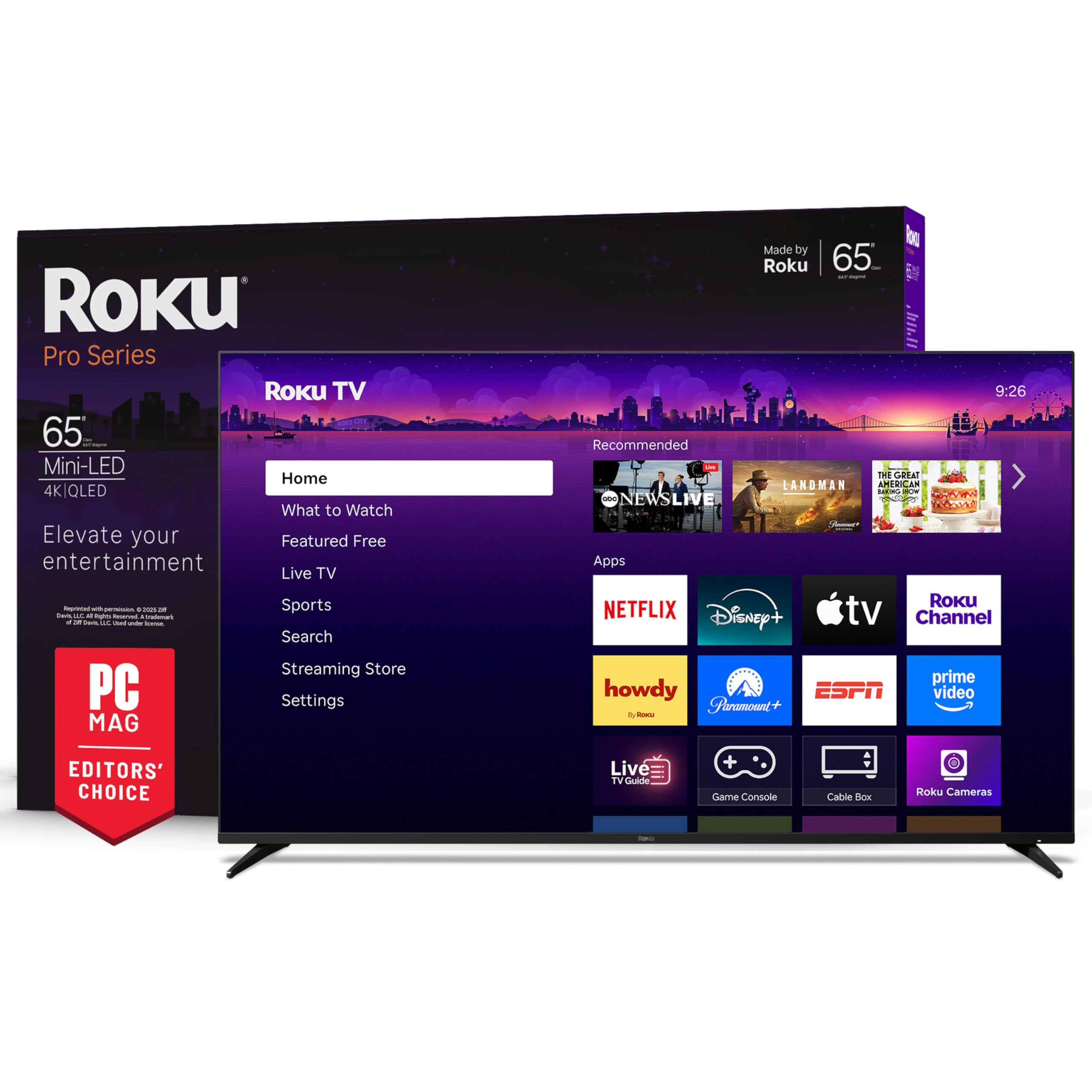 Photo 1 of ** NEW ITEM** Roku Smart TV 2025 – 65-Inch Pro Series, Mini-LED TV – RokuTV with Backlit Voice Remote Pro – Flat Screen 4K QLED Television with 120Hz Refresh Rate & Dolby Vision IQ, Live News, Sports, Entertainment