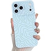 MZELQ for iPhone 17 Pro Max Case 2025, Silicone Wave Ripple Cute Pattern, Camera Protection Soft Slim Phone Cover for Girls Women -Blue