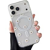ZTOFERA for iPhone 17 Pro Max Magnetic Case Compatible with Magsafe,Aesthetic Floral Pattern Design Cute for Girl Women,Anti-Drop Protective Hard Phone Cover for iPhone 17 Pro Max-Daisy