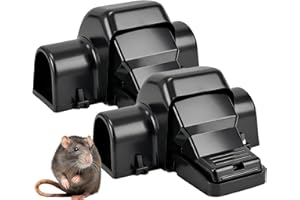 SafeSnap Professional Rat Trap, Black Plastic, Dual-Entry Design, Indoor and Outdoor Use, Pet and Child Safe Cover, 2 Pack, 9