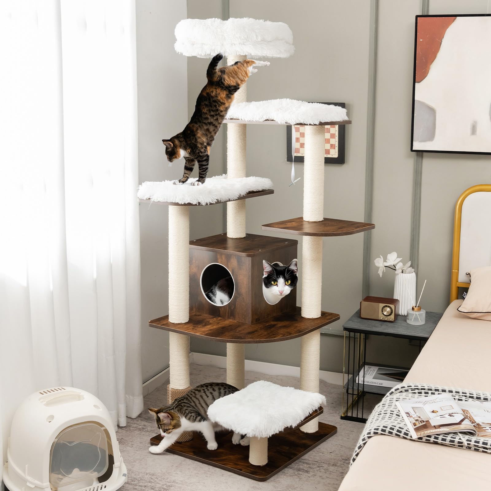 Tangkula Tall Cat Tree, 71-Inch Cat Tower with