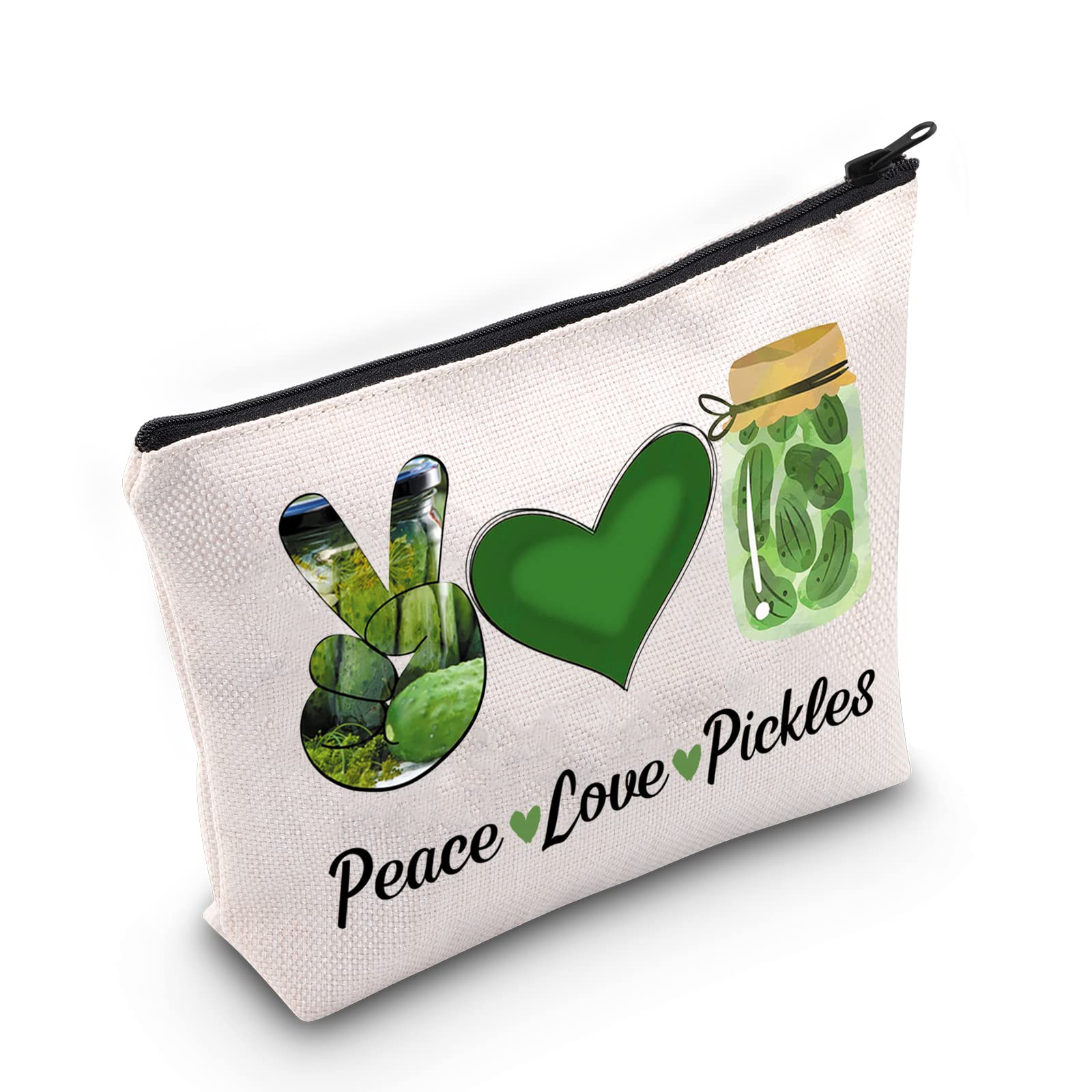 WZMPA Pickle Lover Cosmetic Makeup Bag Pickle Party Gift Peace Love Pickles Makeup Zipper Pouch Bag Pickle Merchandise, Peace Pickles, Fit