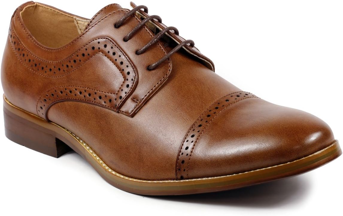 Metrocharm MC601 Men's Lace Up Cap Toe Perforated Classic Dress Shoe