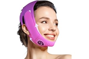 JUSRON V Line Face Tape Face Strap, Soft Silicone Chin Strap for Women and Men 23-27 Inches (Purple)