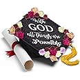 Tassel Toppers Handmade Graduation Cap Topper - With God All Things are Possible Grad Cap Graduation Gifts Graduation Cap Decorations, Grad Cap Topper, Decal