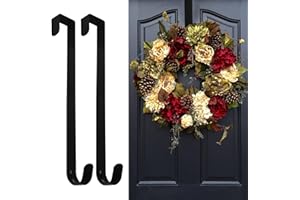 SHANGTIANFENG 2Pcs 15 Inch Wreath Hangers For Front Door，Black Wreath Hanger, Door Hanger, Metal Door Hanger Hook, Heavy Duty Wreath Hangers For Front Door, Halloween Christmas Easter Wreath Hanger (2PACK)