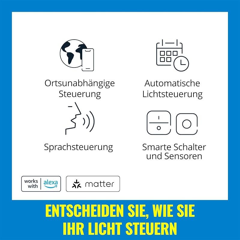Smart LED Glass GU10 Spotlight, Full Color and Tunable White, 50 W Äquivalent, 2200–6500 K, 345 Lumen, dimmbar, kompatibel mit Alexa, Google Assistant und Apple Home, 4er-Pack