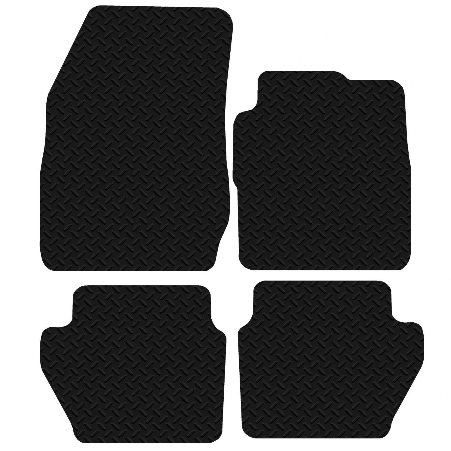 Carsio Car Mats 4pc Set For Ford Fiesta MK7 (2009 To 2011) Tailored Fit Rubber Floor Mat Complete Accessory Black Custom Fitted - Anti-Slip Backing, Heavy Duty & Waterproof