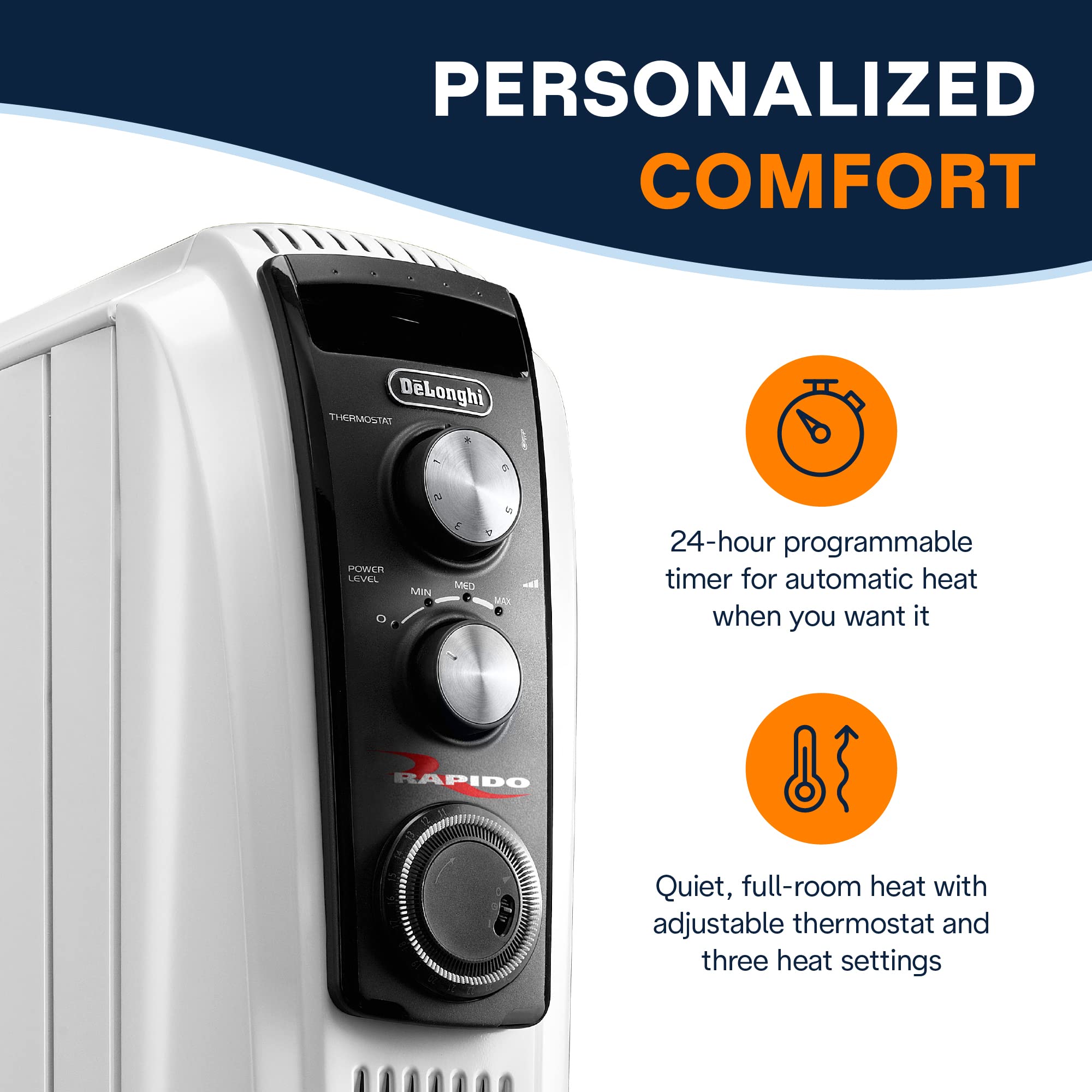 De'Longhi Dragon Oil Filled Radiator Heater, 1500W Electric Space