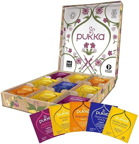 PUKKA ORGANIC GIFT SET TEA BAGS, SUPPORT SELECTION BOX HERBAL TEA, 45 TEA BAGS
