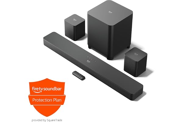 Introducing Amazon Fire TV Soundbar Plus with subwoofer and surround sound speakers with 2-Year Protection Plan