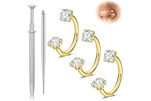 MODRSA 20g Nose Rings Hoops Nose Studs for Women Surgical Steel Hypoallergenic 20 Gauge Nostril Piercing Jewelry L Shape Crokscrew Silver Rose Gold Black Hoop Nostril Rings for Men