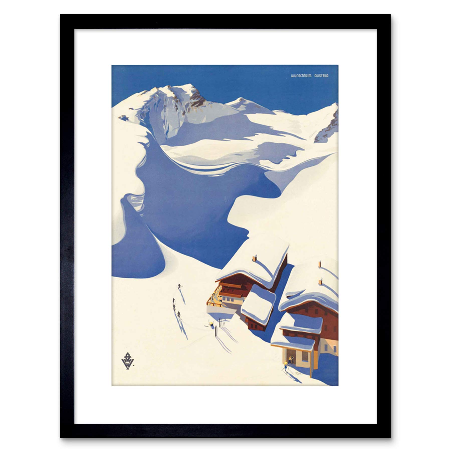 Wee Blue Coo 9x7 '' TRAVEL SPORT SNOW SKI CHALET ALPS AUSTRIA FRAMED ART PRINT F97X1551 — image 1