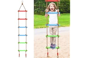 TOPNEW 6.6 Ft Climbing Rope Ladder for Kids, Hanging Rope Ladder for Indoor Play Set and Outdoor Tree House, Playground Swing Set and Ninja Slackline